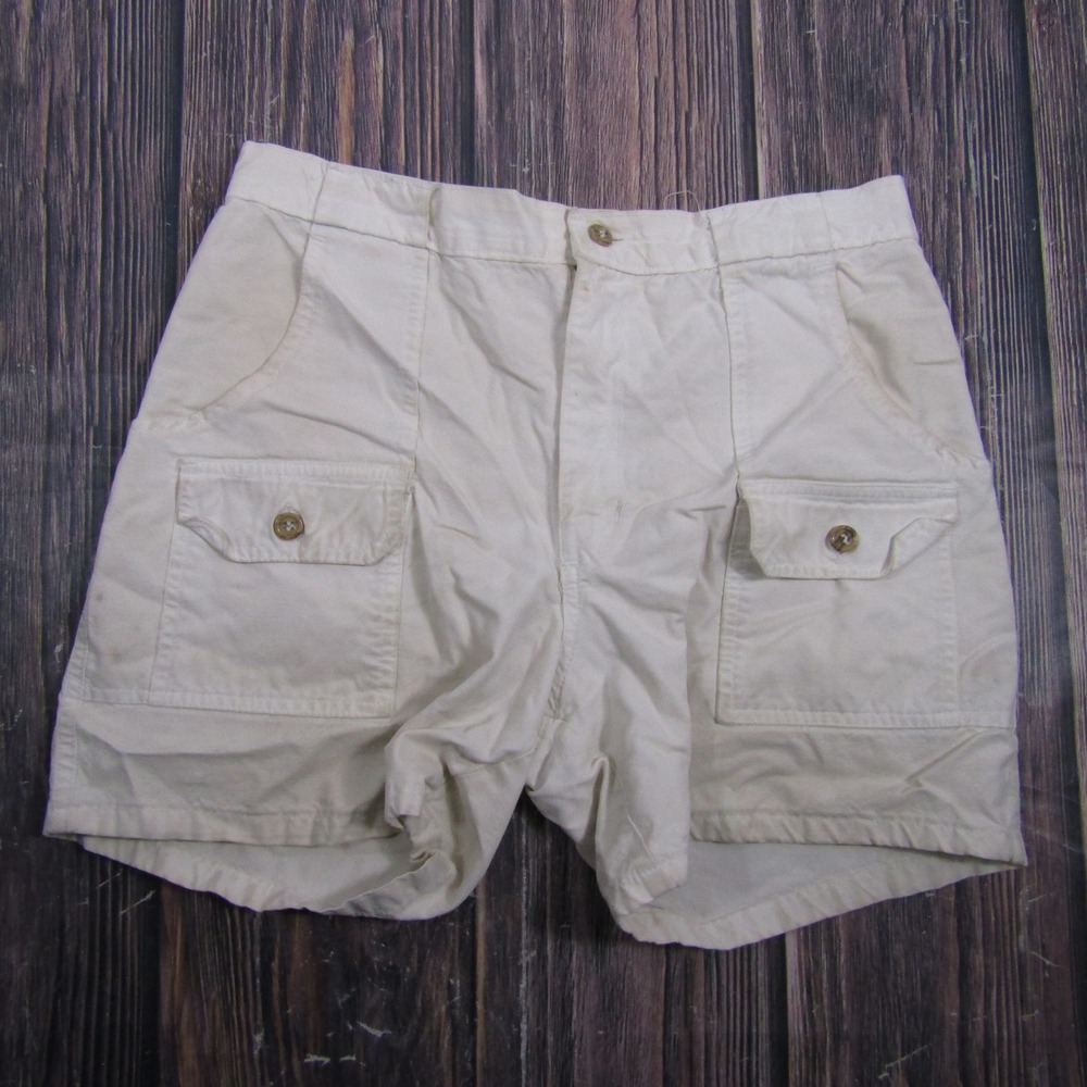 Youngbloods Cargo Shorts Mens 34 White Cotton Vintage Utility Hiking Pockets